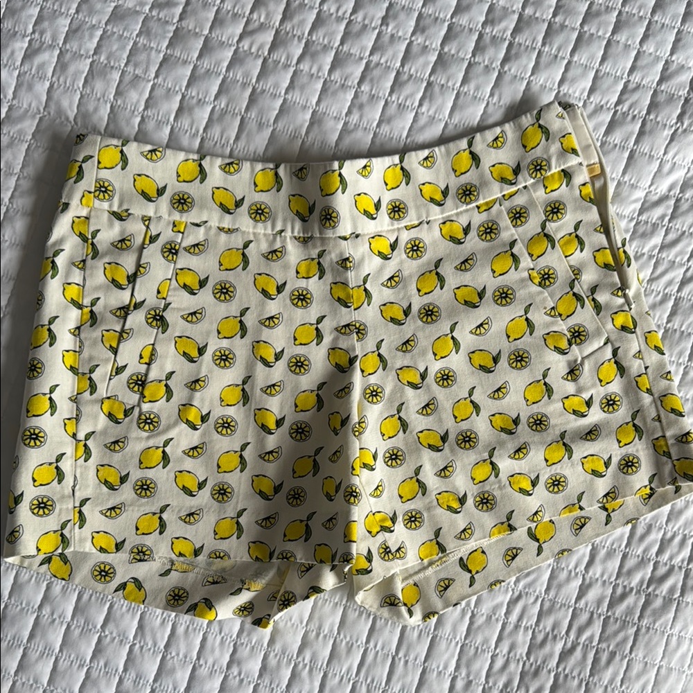 J. Crew High Waist Lemon Print Shorts - Yellow and Cream